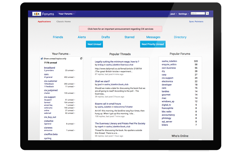 CIX Forums Screen Shot 1